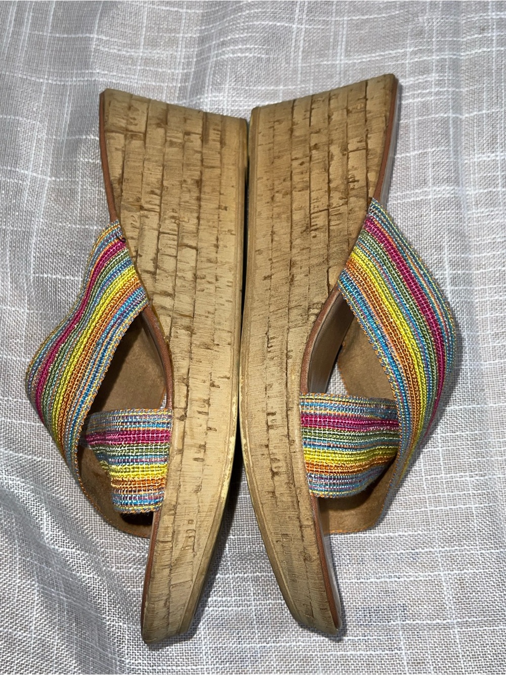 Italian Shoemakers Rainbow Strappy Slide Mules Sz 9